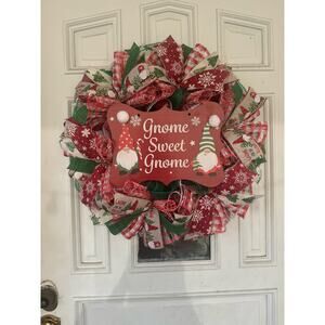 Gnome Sweet Gnome Christmas Wreath | Gnome Holiday Decor Winter Gnome Wreath xxx